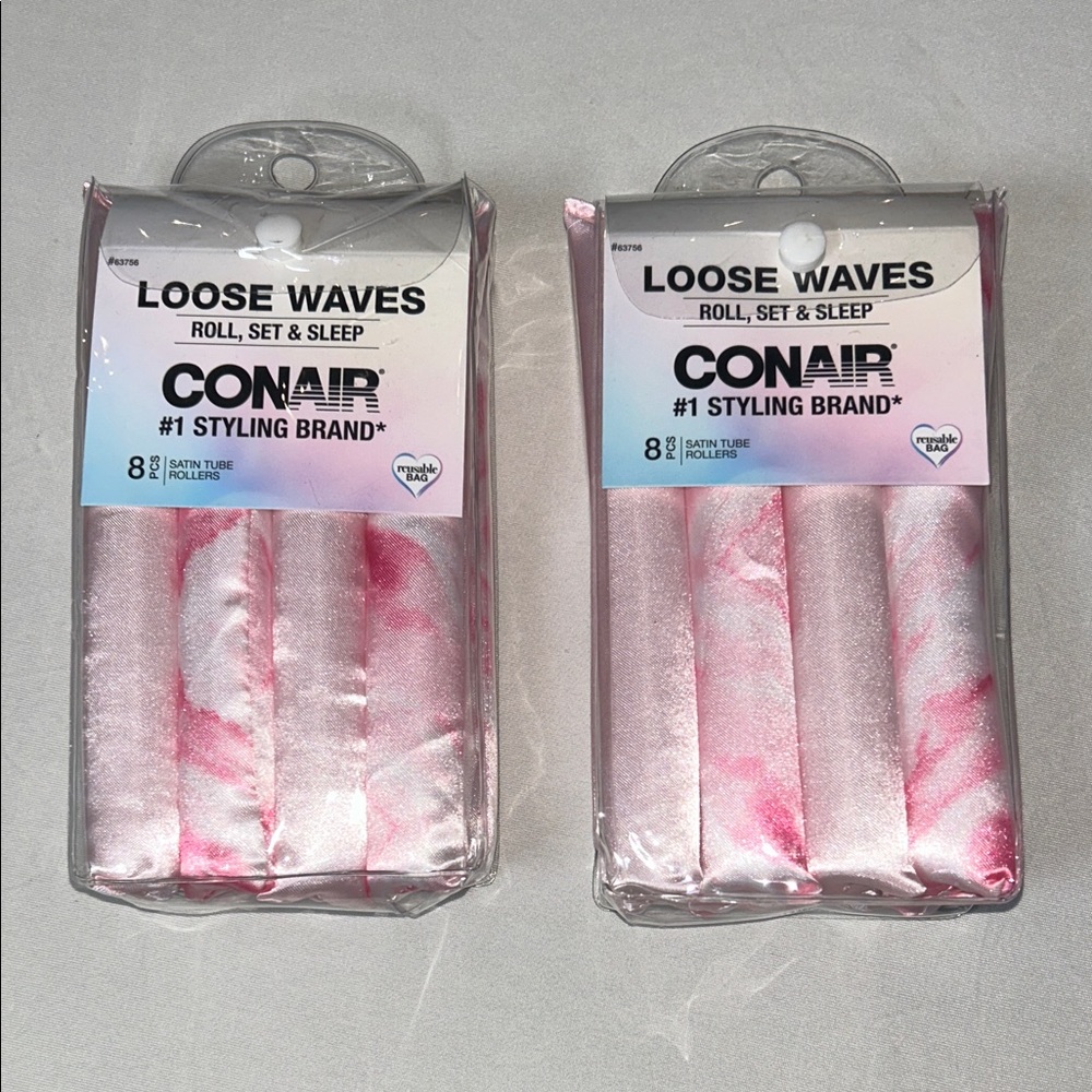 Conair Heatless Hair Curlers Satin Loose Waves Sleep Rollers Lot of 2 New